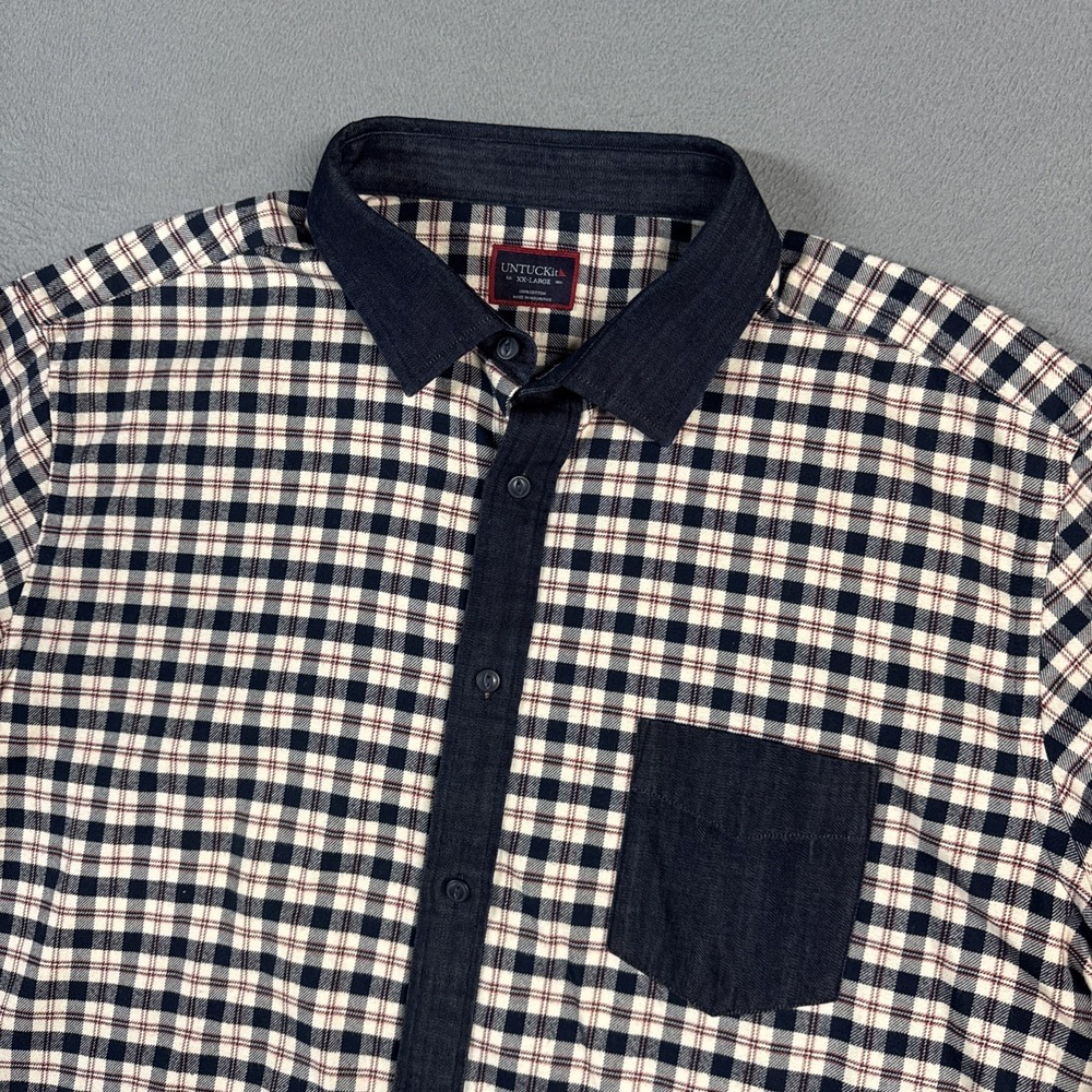Untuckit Shirt Mens XXL 2XL Nortico Plaid Flannel Long Sleeve Button Down Cotton